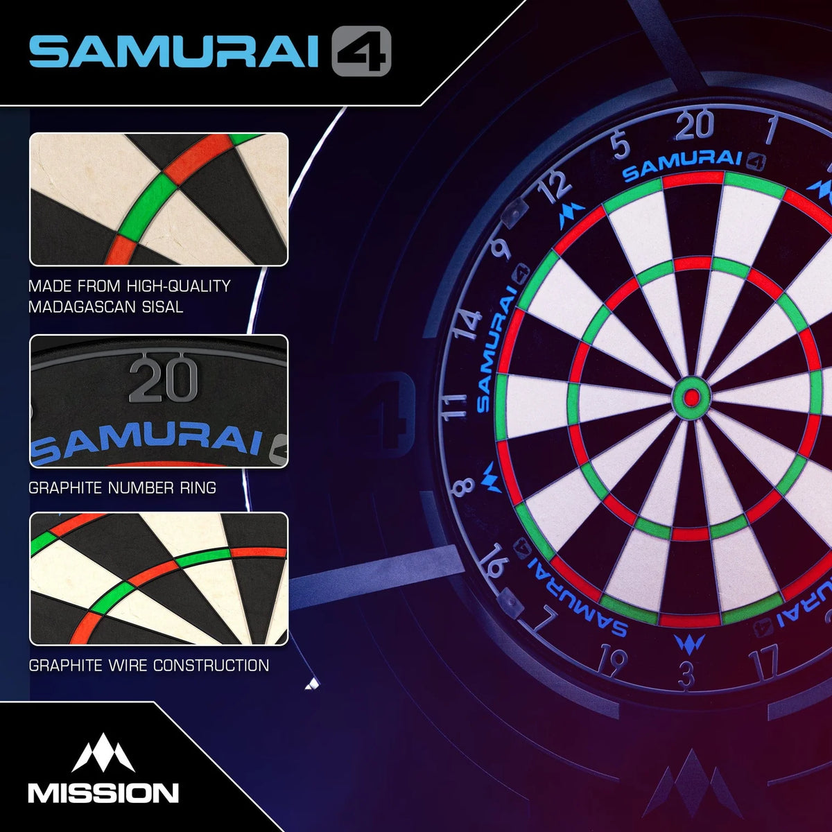 Mission Samurai 4 Dartboard Graphite Grey – alternate product image 4