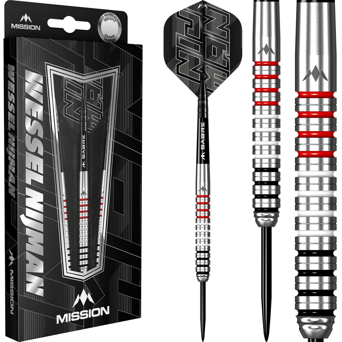 Mission Wessel Nijman 95% steel-tip darts alternate view