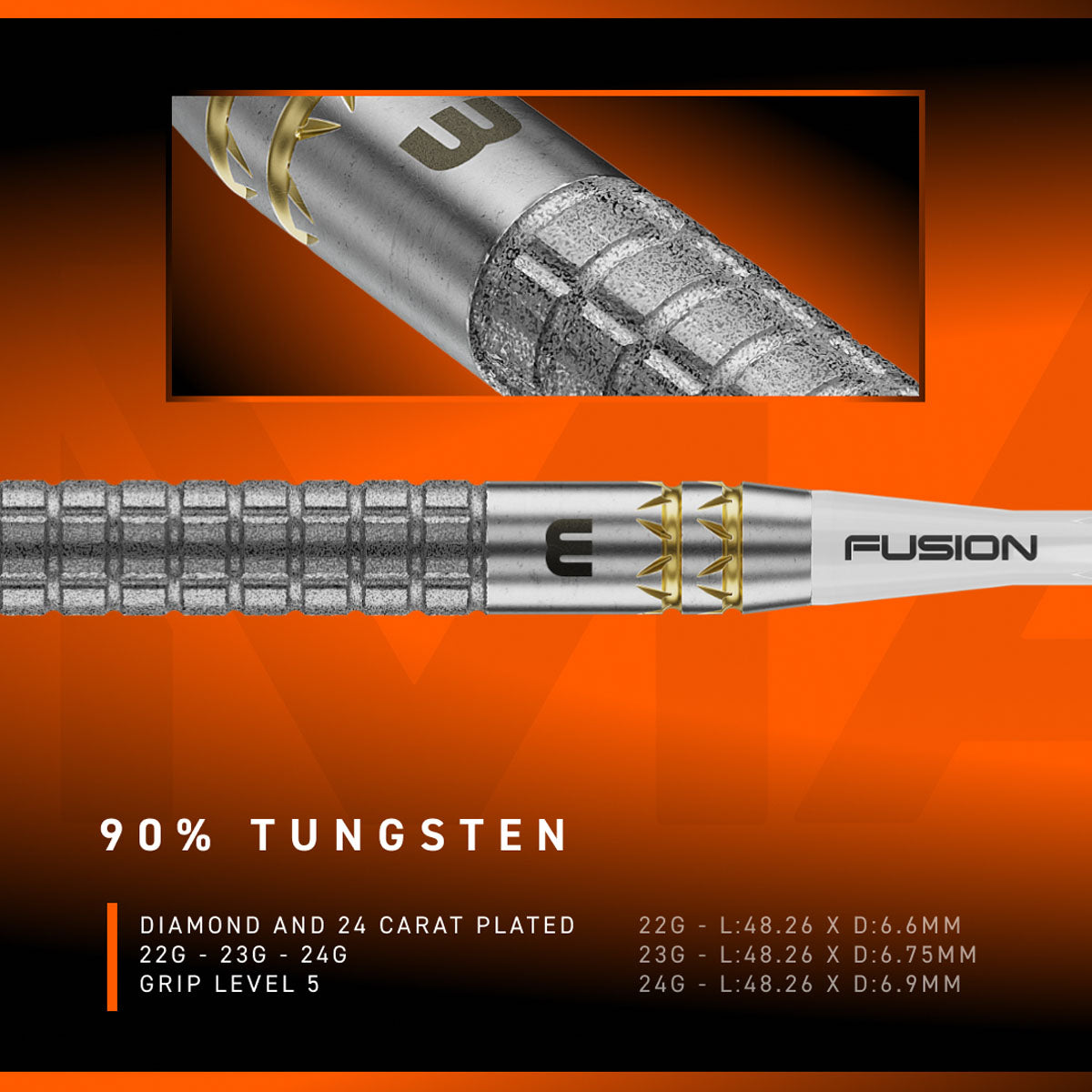 Winmau Gian van Veen W-Max 90% tungsten steel tip darts