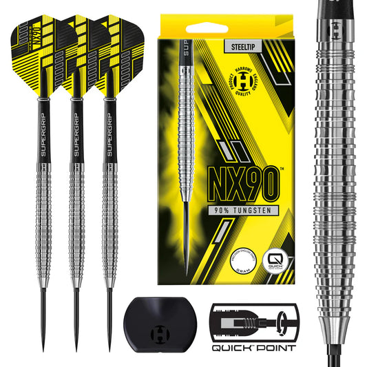 Harrows NX90 Tapered 90% Tungsten QP Steel Tip Darts