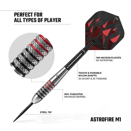 Astrofire knurled steel-tip darts product features