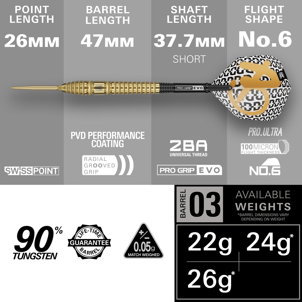 Target Bolide Envy 03 darts – specifications