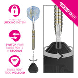 Target Adrian Lewis Showdown 95% Swiss Point steel-tip darts – Swiss Point system detail