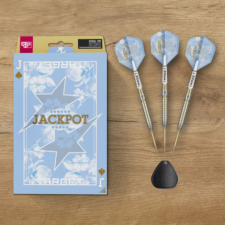 Target Adrian Lewis Showdown 95% Swiss Point steel-tip darts – lifestyle image