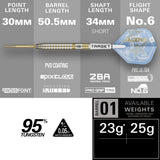 Target Adrian Lewis Showdown 95% Swiss Point steel-tip darts – barrel dimensions and specifications