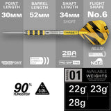 Target Buzz SP01 90% Swiss Point steel-tip darts – dimensions and specifications