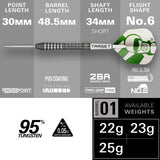 Target Charlie Manby 95% Swiss Point steel-tip darts – dimensions and specifications