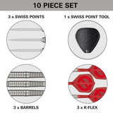 Target GROUP O 01 50% Swiss Point steel-tip darts – box contents