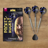 Target Justin Hood 90% Swiss Point steel-tip darts – lifestyle image