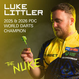 Target Luke Littler Nuke Fallout 90% Swiss Point steel-tip darts – player promotional image