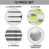 Target Luke Littler Nuke Fallout 90% Swiss Point steel-tip darts – box contents