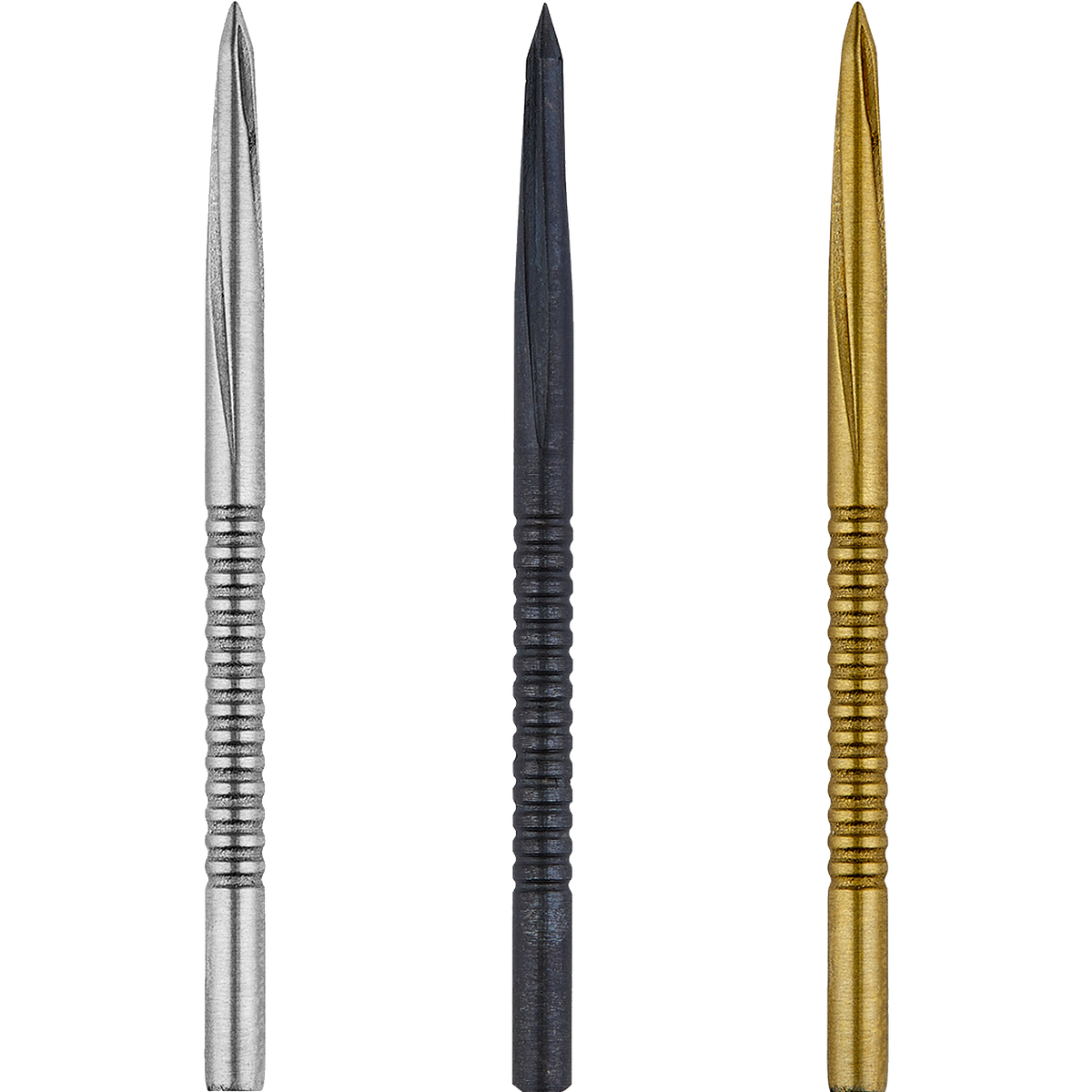 Unicorn Volute Micro Shark Fin points in nickel, gold and noir