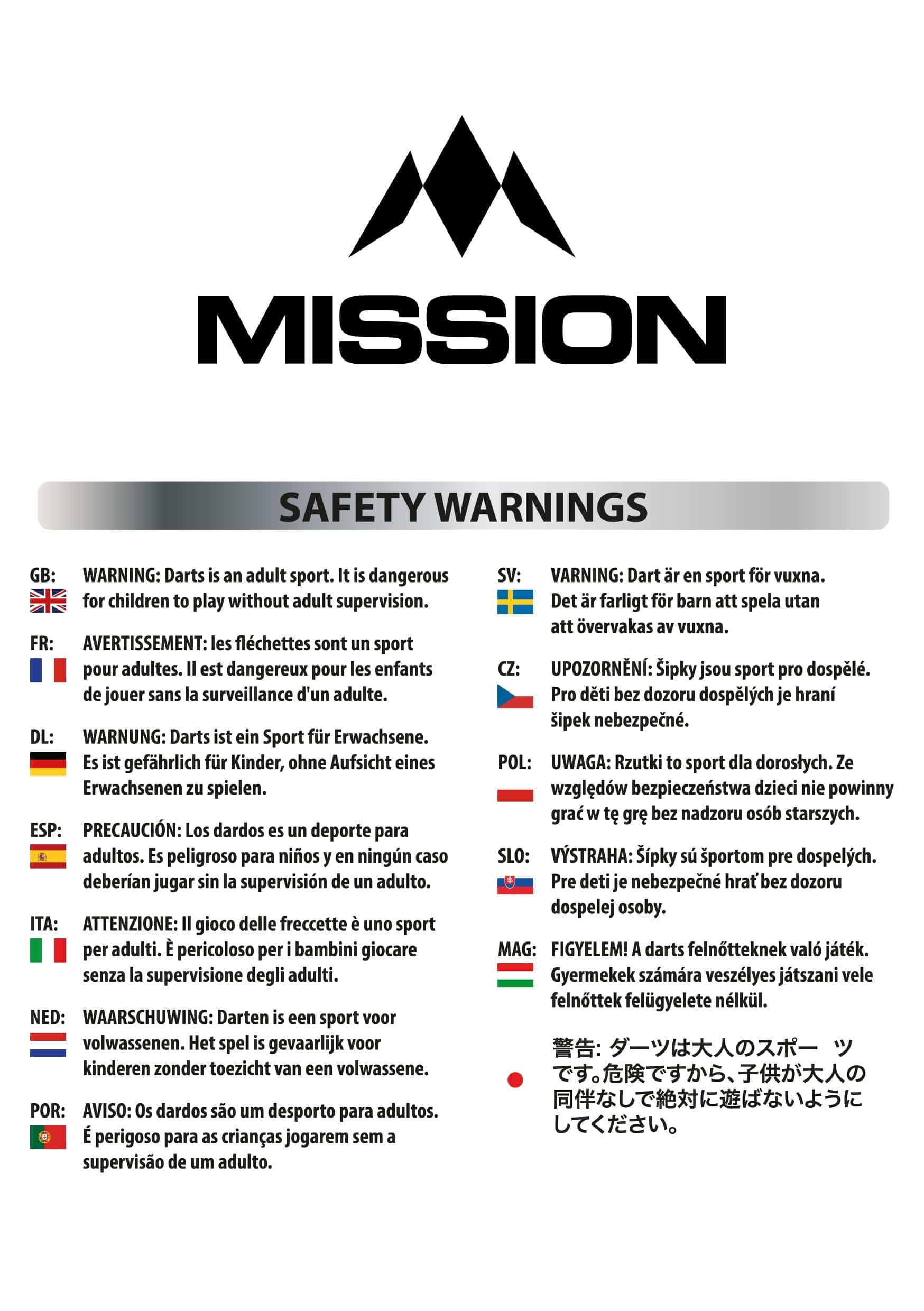 Mission product safety warnings